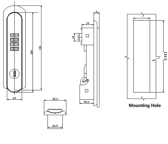 Electrical Panel Locks and Keys with Combination Cam and Swing Handle